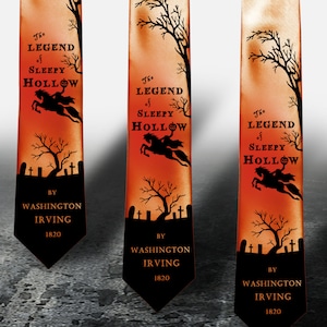 The Legend of Sleepy Hollow by Washington Irving Necktie, Book Necktie, Legend of Sleepy Hollow Tie, Necktie. Special Halloween Edition!