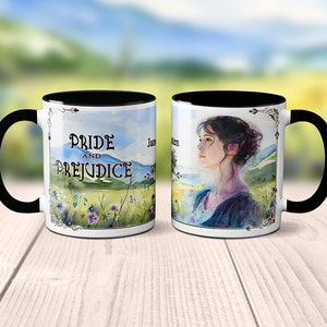 Pride and Prejudice by Jane Austen Mug. Coffee Mug with Pride and Prejudice book design, Bookish Gift,  Literature Mug.