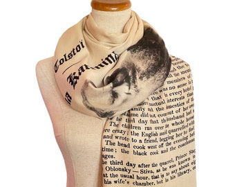 Anna Karenina by Leo Tolstoy Scarf/Shawl/Wrap- English version. Literary Scarf, Book Scarf, Bookish Gift, Classical Literature.