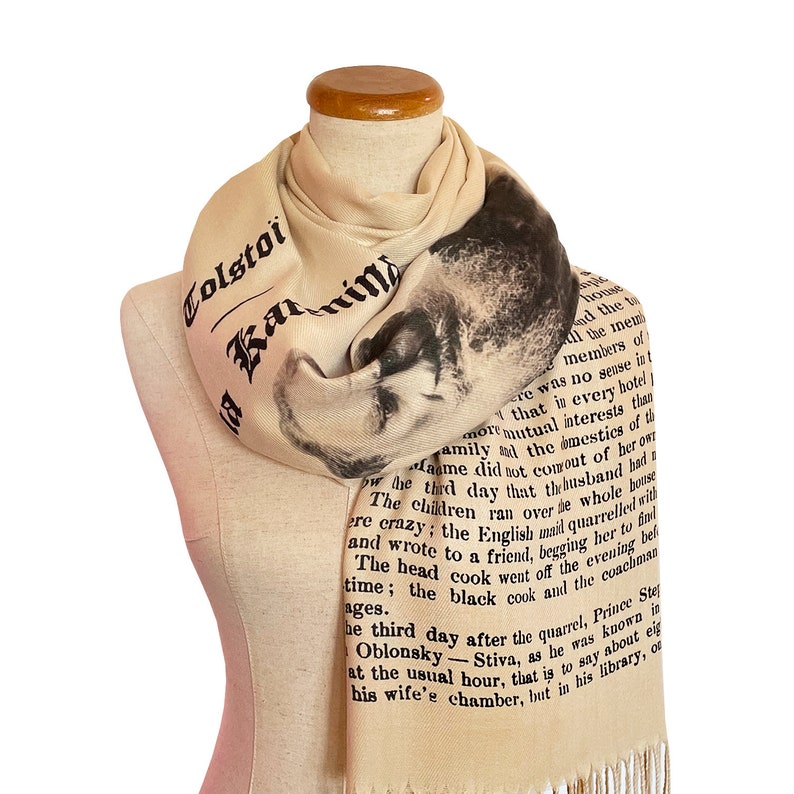 Anna Karenina by Leo Tolstoy Scarf/Shawl/Wrap English version. Literary Scarf, Book Scarf, Bookish Gift, Classical Literature. image 1