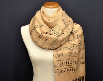 Music Scarf, Claude Debussy, Frederic Chopin, Antonio Vivaldi, Johann Pachelbel, Schubert, J.S. Bach, R.Wagner, P.I. Tchaikovsky, Beethoven