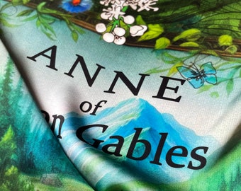 Anne of Green Gables by L.M. Montgomery Square Satin Scarf. Neck Scarf, Headscarf, Bag Scarf, Shawl. Bookish Gift, Green Scarf