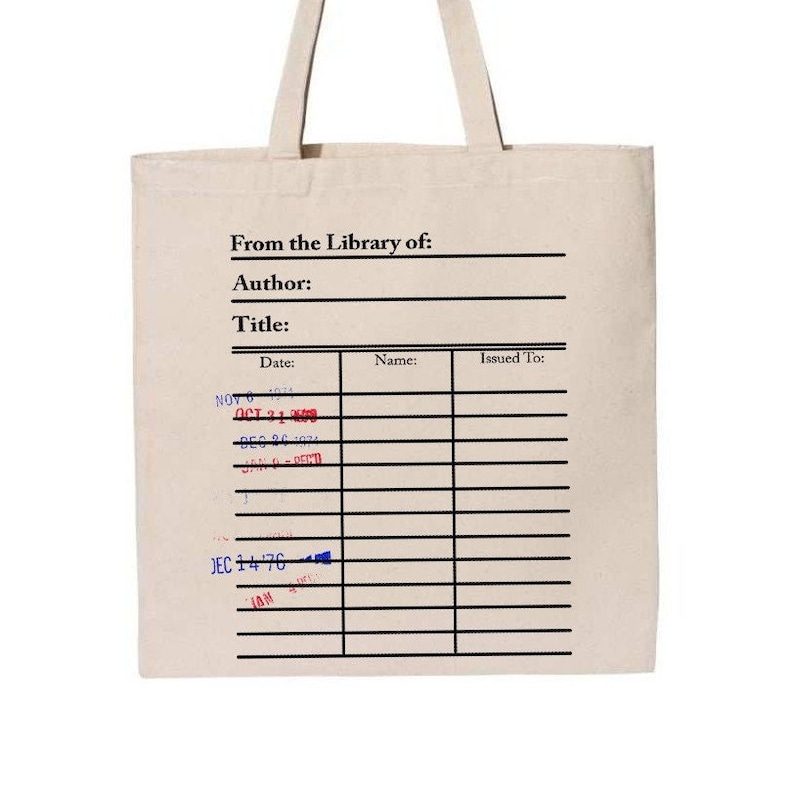 Library Card Tote Bag. Library Card With Day Due Stamps Handbag ...