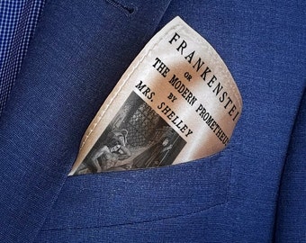 Frankenstein Pocket Square, Book Pocket Square, Frankenstein by Mary Shelley Pocket Square, Literary Gift.