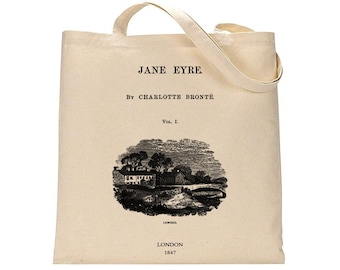 Jane Eyre by Charlotte Brontë tote bag. Handbag with Jane Eyre book design. Book Bag. Library bag. Market bag