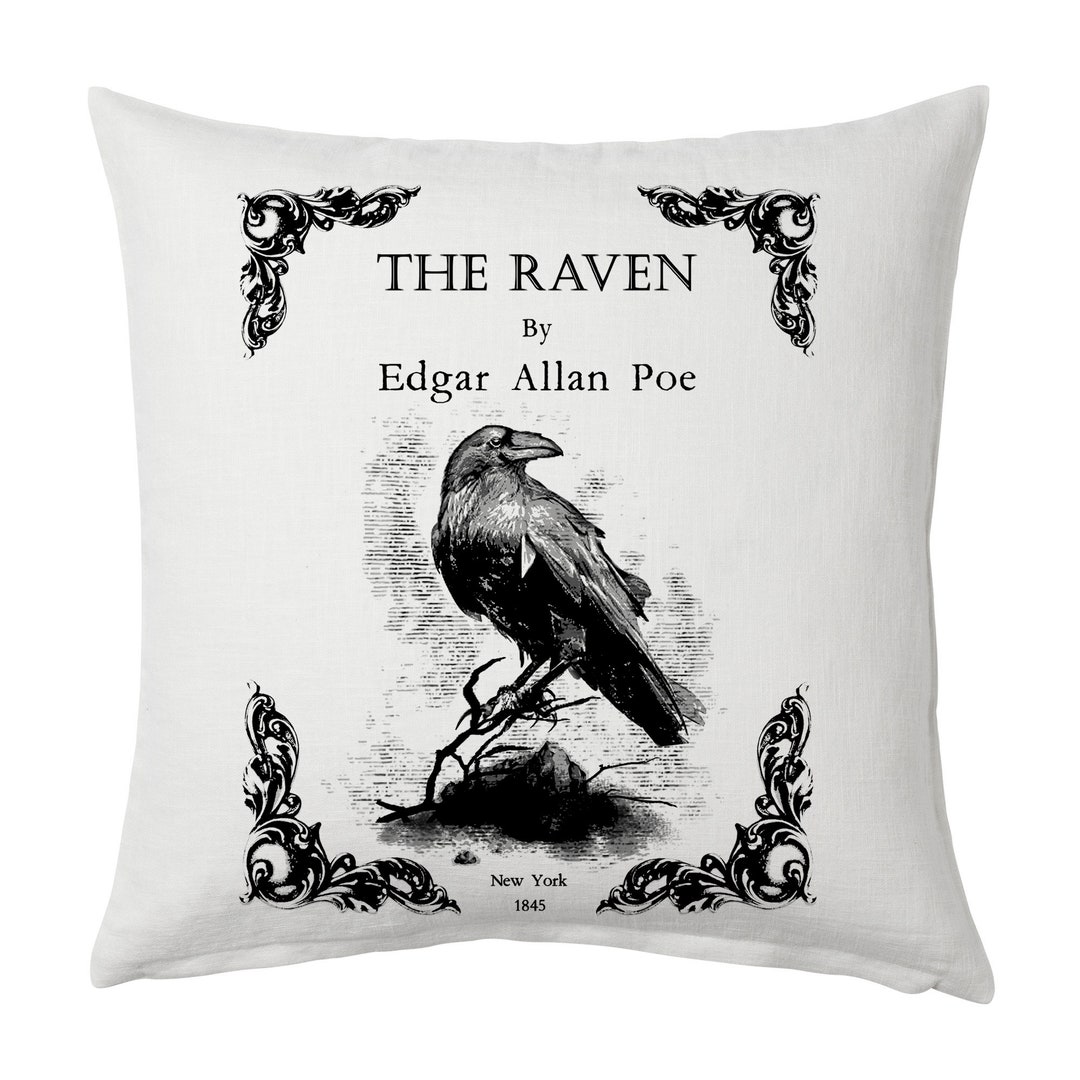 The Raven by Edgar Allan Poe Pillow Cover, Book Pillow Cover. - Etsy