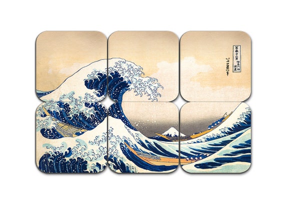 The Great Wave off Kanagawa by Hokusai Coasters. 6 Coasters With