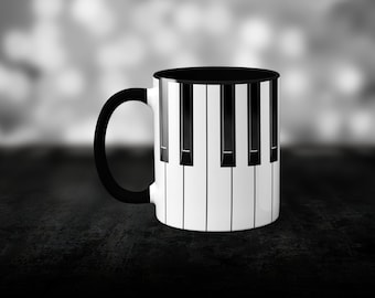 Music Mug, Piano Keys Mug, Piano Keyboard Mug, Musician Mug, Music Teacher Gift.