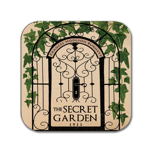 The Secret Garden by Frances Hodgson Burnett Coaster. Coffee Mug Coaster with The Secret Garden book design, Bookish Gift, Literary Gift