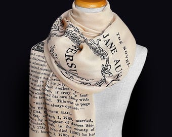 Persuasion by Jane Austen Scarf Shawl Wrap – Literary Gift, Book Lover Scarf, Classic Novel Accessory, Jane Austen Fan Gift, Bookworm Gift.
