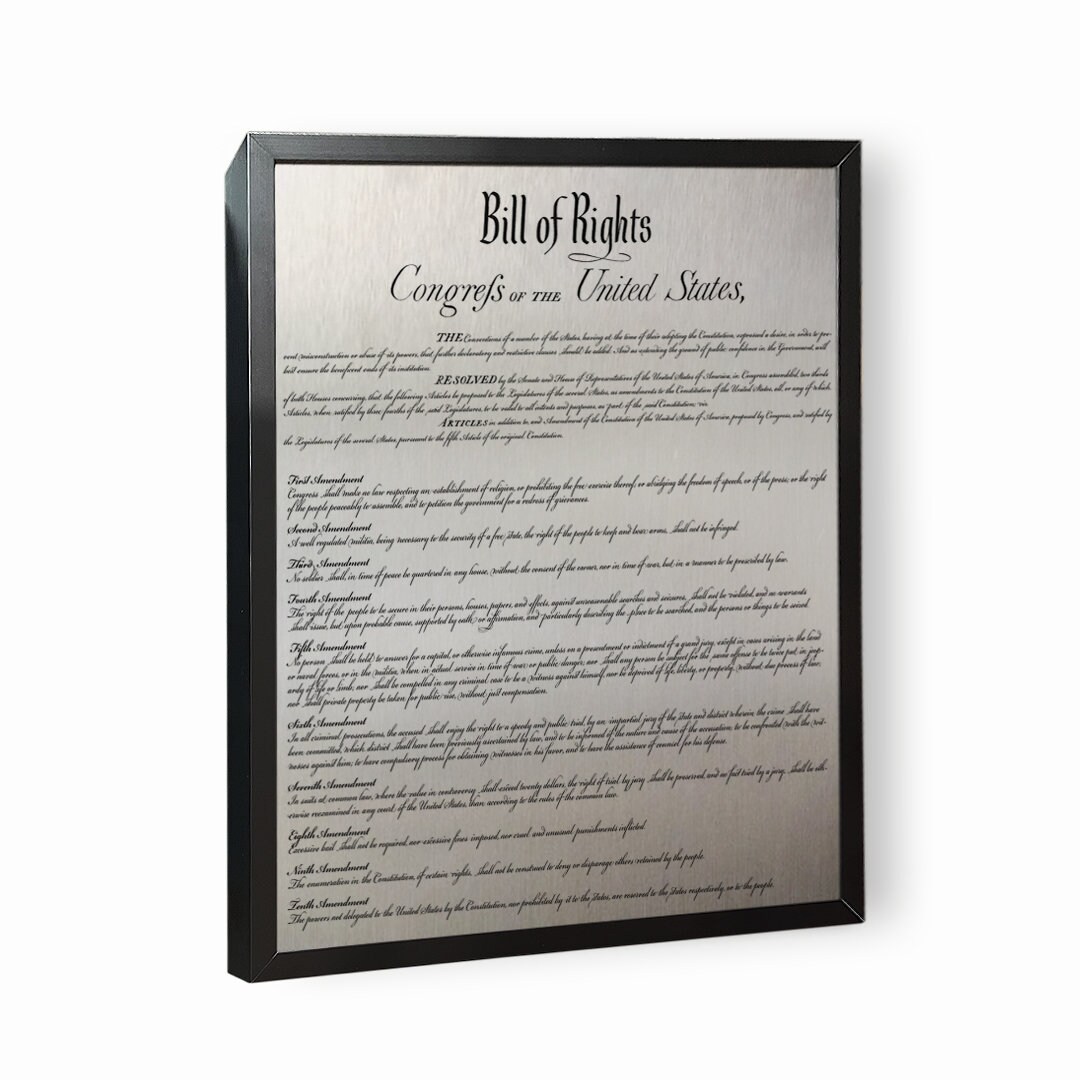 Bill of Rights Wall Art Metal Panel. First Ten Amendments to the United ...