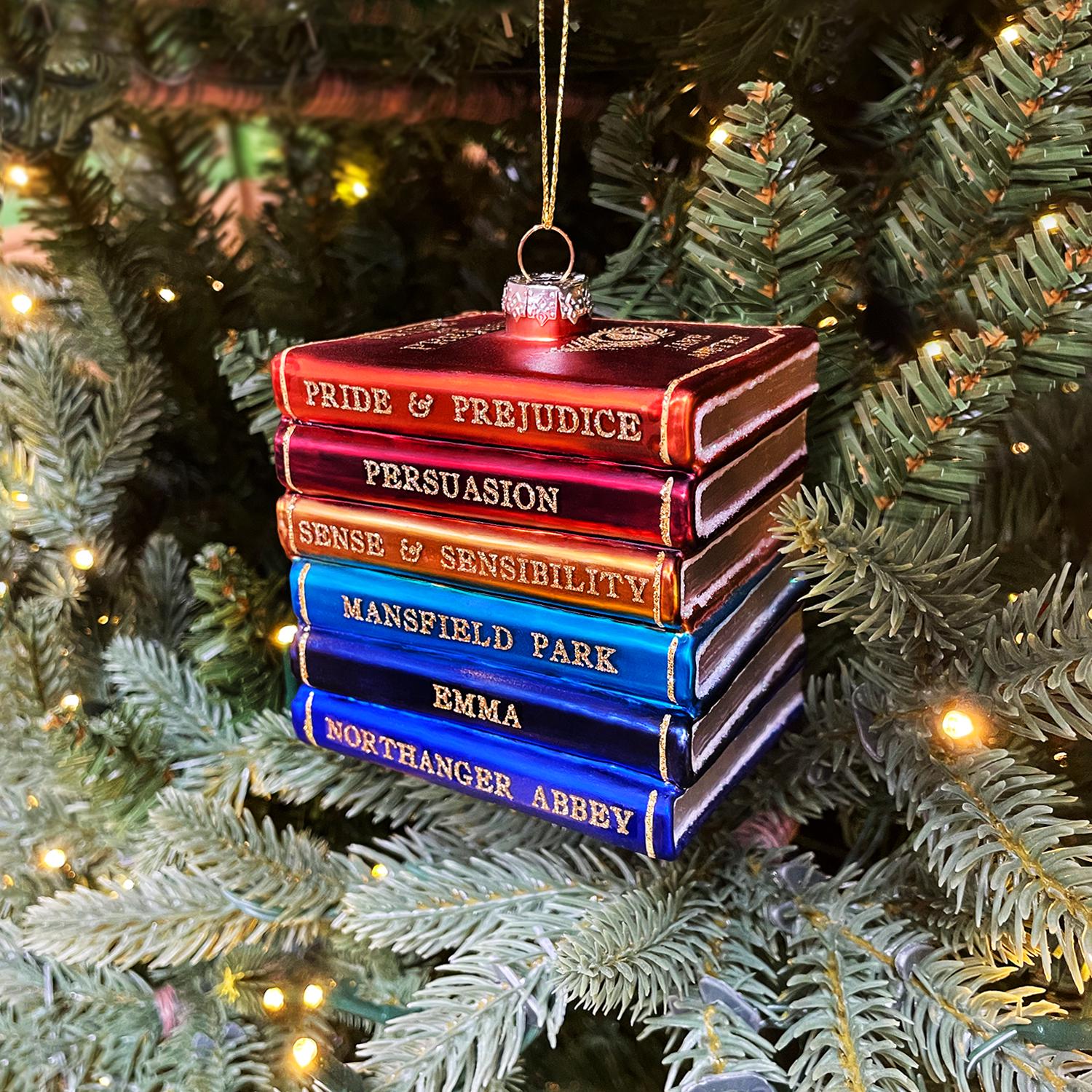 Pruojhw Ornamenti per libri per albero di Natale,Ornamenti per amanti dei libri per albero di Natale | Ciondoli a tema libro in acrilico 2D per decorazioni per alberi di Natale - Ornamenti