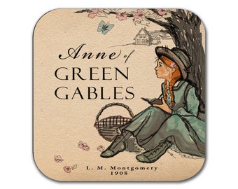 Anne of Green Gables by Lucy Maud Montgomery Coaster. Coffee Mug Coaster with Anne of Green Gables book design, Bookish Gift, Literary Gift