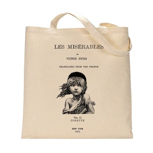 Les Misérables by Victor Hugo tote bag. Handbag with Les Miserables book design. Book Bag. Library bag. Market bag image 1