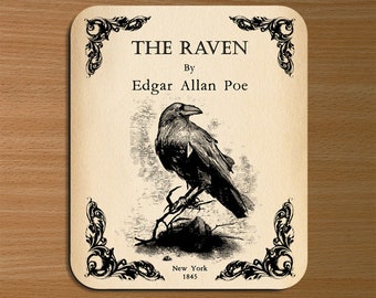 Der Rabe von Edgar Allan Poe Mouse Pad. Mauspad mit Rabe, Buchdesign, Buchgeschenk, Buchgeschenk, Buchgeschenk, Bücherei Geschenk, Goth Geschenk