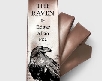 The Raven Necktie, Book Necktie, The Raven by Edgar Allan Poe Tie, Necktie, Literary Gift, Goth Poetry, Gothic Tie, Goth outfit male