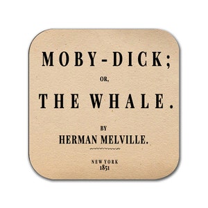 Moby-Dick; or, The Whale by Herman Melville Coaster. Coffee Mug Coaster with Moby-Dick book design, Bookish Gift, Literary Gift