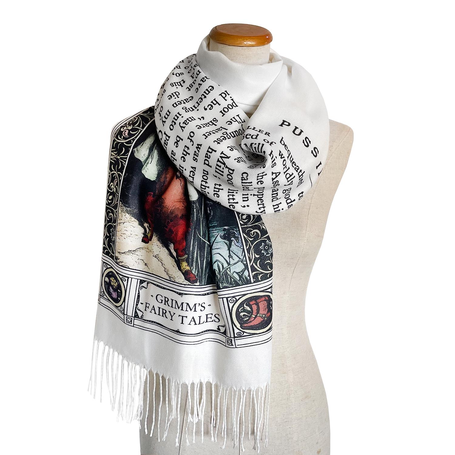 Puss in Boots Scarf Shawl Wrap, Brothers Grimm Fairy Tale, Book
