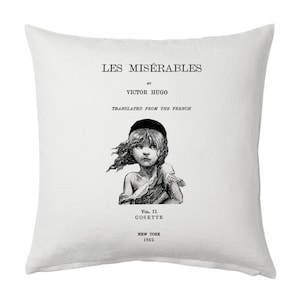 Les Misérables by Victor Hugo Pillow Cover, Book pillow cover.