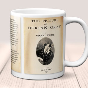 The Picture of Dorian Gray by Oscar Wilde Mug. Coffee Mug with  Dorian Gray book Title and Book Pages, Bookish Gift, Literary Mug.