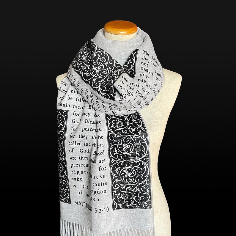 Christian Bible Verse Scarf Psalm 23 and Beatitudes Matthew 5:3–10 ...
