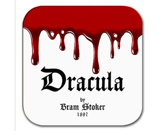 Dracula by Bram Stoker Coaster. Coffee Mug Coaster with Dracula book design, Bookish Gift, Literary Gift