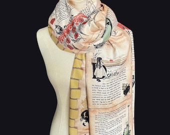 Wizard of Oz Scarf (Full Print) Literary Scarf Inspired by L. Frank Baum. Book Lover Gift, Book Pages Scarf, Literary Gift, Dorothy Oz Scarf