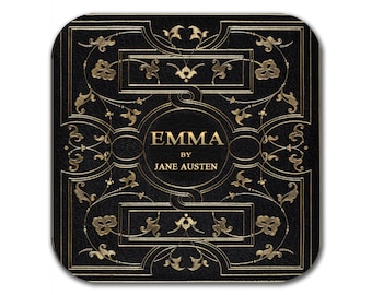 Emma by Jane Austen Coaster. Coffee Mug Coaster with Emma book design, Bookish Gift, Literary Gift