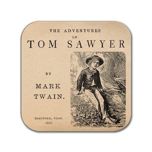 The Adventures of Tom Sawyer by Mark Twain Coaster. Coffee Mug Coaster with  Tom Sawyer book design, Bookish Gift, Literary Gift