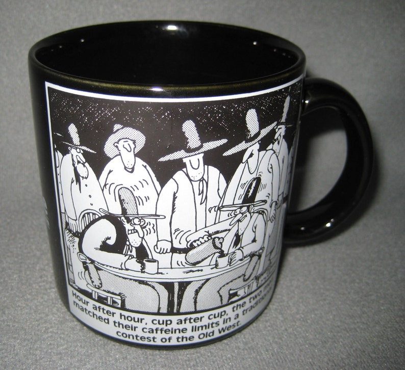 Far Side Mug Old West Coffee Drinking Contest cowboys 1984 Etsy