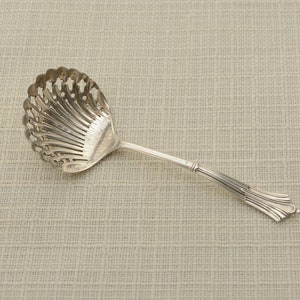 Antique Scallop Sea Shell Shape Sterling Silver Victorian Sugar Sifter Spoon John Round of Sheffield England