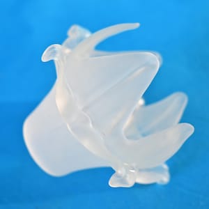 Vintage French Frosted Glass Pate a Verre Tulip Rose Lamp Shade 5 petals
