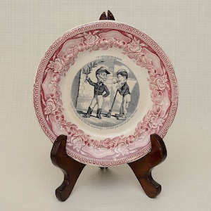 Rare Gien France, French Faience Earthenware Plate J. Cofeland, La Langage des Fleurs, Laurier - Gloire