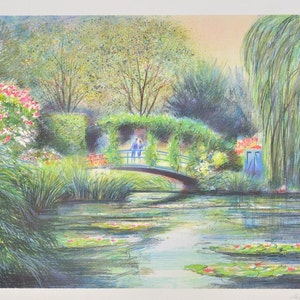 Rolf Rafflewski &#39;&#39;PARC DE GIVERNY&#39;, Large Mid Century Original Lithograph, Signed by painter, numerated 209/250