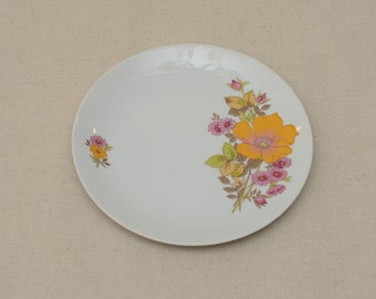 Vintage Alemania Occidental Seltmann Weiden Baviera Plato de Postre con Decoración de Flores, porcelana de mediados de siglo