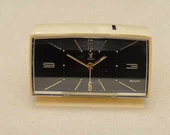 Rare réveil rectangulaire vintage français à transistor JAZISTOR, fabriqué par JAZZ, France