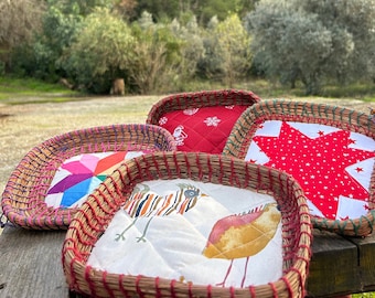 quilted based pine needle basket