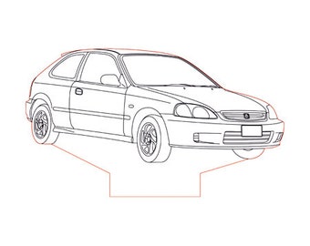 Ej Sedan 2X Car silhouette stickers 6th generation for Honda Civic Ek