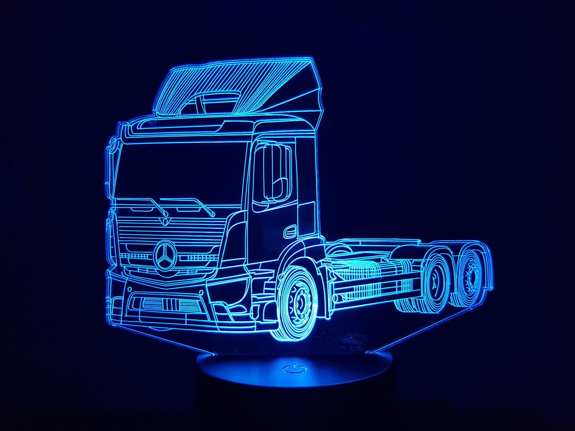 Mercedes Truck 2 Led 3d Ambient Lamp Laser Engraving On Acrylic 1