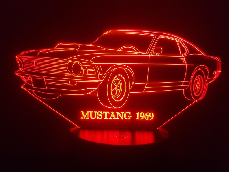 3d Par Piles AcryliqueAlimentation Usb LedsGravure Mustang Ou À D'ambiance Ford Laser Lampe 1969 Câble Sur JFc1Kl5uT3