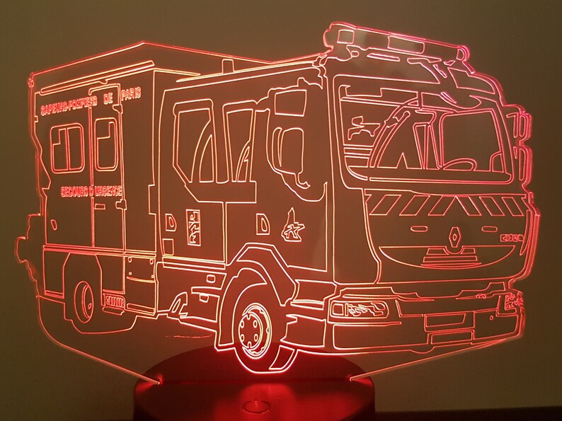 Pse5g Paris Bspp Fireman Fire Truck Mood Lamp 3d Led Laser