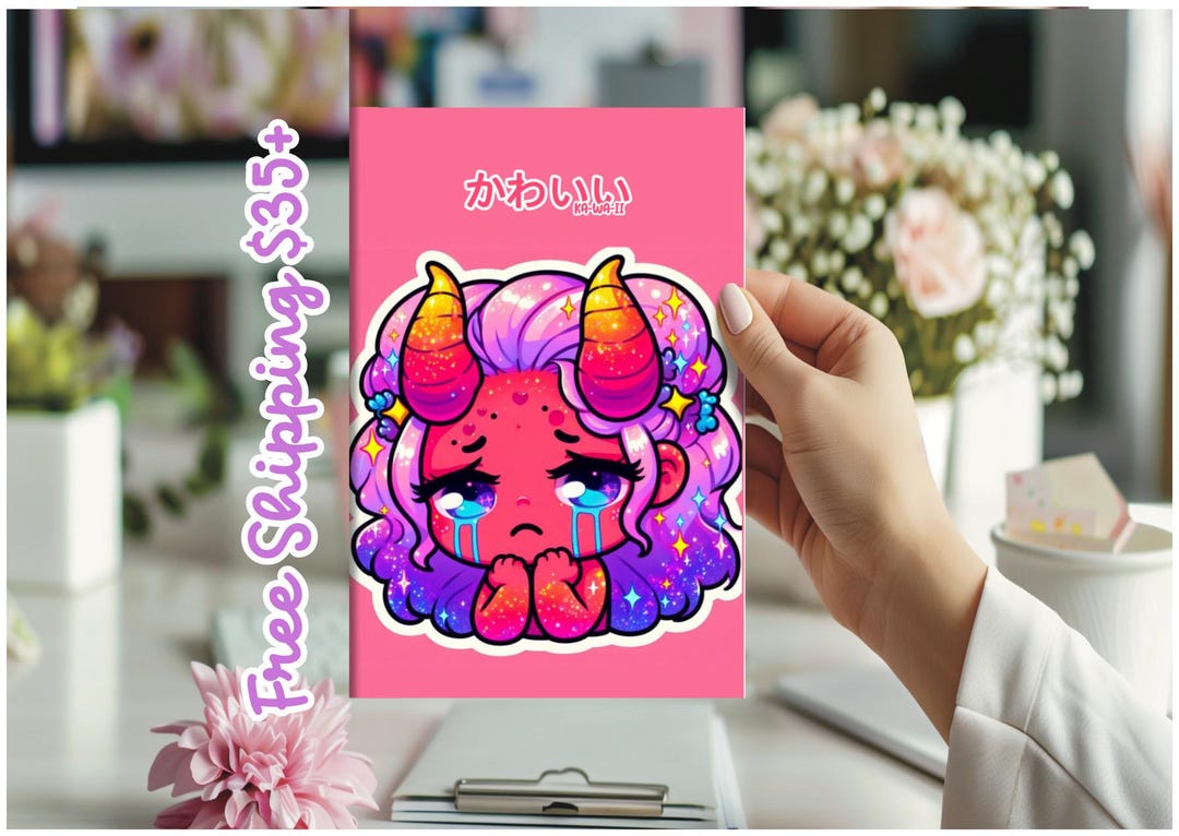 Kawaii Sad Demon Girl Art Print, Cute Kowaii Occult Creepy, Anime Manga ...