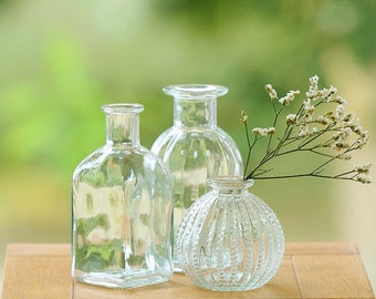 Vintage Style Glass Bud Vases: Dotty Onion & Retro Square