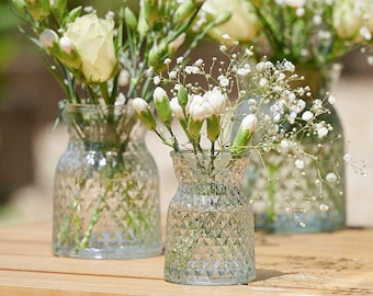 Mini Diamond Glass Vase: Retro Flower Posy Jar