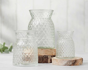 Diamond Glass Flower Vase: Small Patterned Posy Vase
