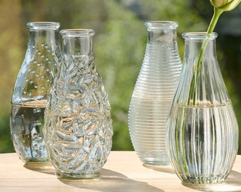 Patterned Glass Bud Vases - Vintage Wedding Decor
