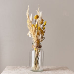Bring Me Sunshine Small Dried Flower Arrangement Natural & Yellow Dried Flower Bouquet Flower Arranging Letterbox Gift UK image 1
