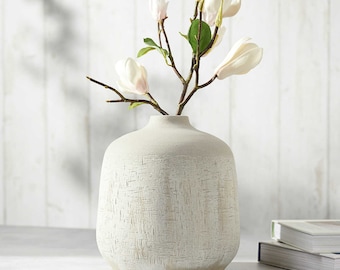 The Winnersh Ceramic Vase | Matte White | Dark Grey | Flower Hand Textured Vase |  UK Florist