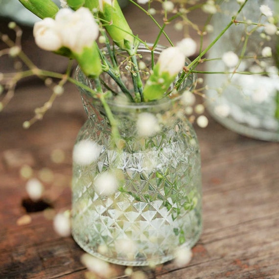 Mini Diamond Glass Vase: Retro Flower Posy Jar - Etsy Canada