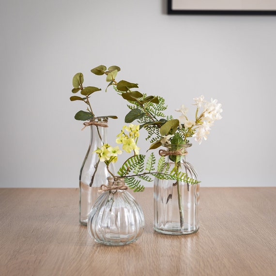 Vintage Style Clear Glass Bottle Bud Flower Vase Chic Wedding Table Decoration
